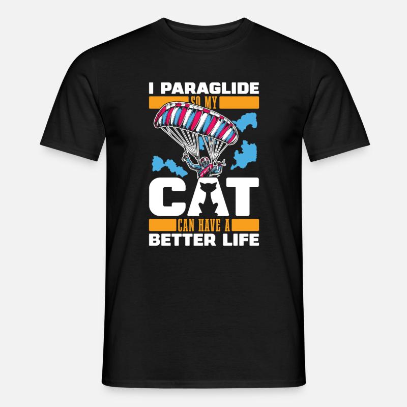 Paragleiter Paragleiten Katze - Männer T-Shirt - Schwarz