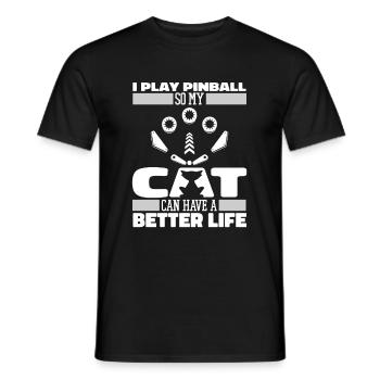 Pinball Cat - Men's T-Shirt - black - Front - AI Model Male 178 light (178cm)
