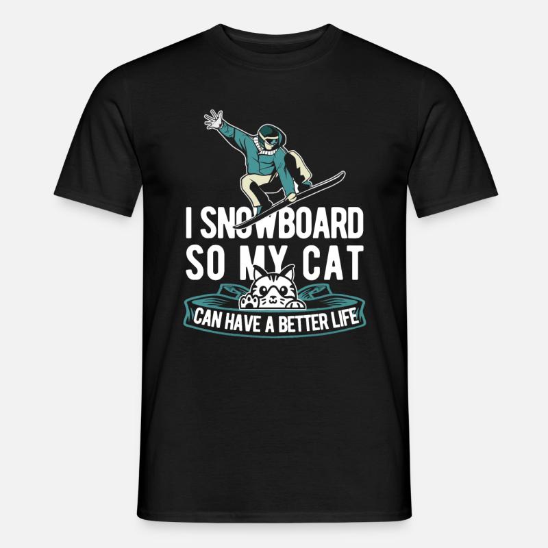 Snowboard Snowboarder Katze - Männer T-Shirt - Schwarz