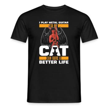 Metal Guitare Rock Guitariste Cat - T-shirt homme - noir - Devant - AI Model Male 178 light (178cm)