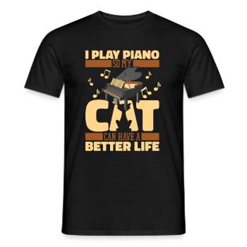 Pianist Klavier Piano Katze - Männer T-Shirt - Schwarz - Vorne - AI Model Male 178 light (178cm)