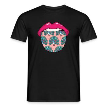 Peacock Bird Tongue - Men's T-Shirt - black - Front - AI Model Male 178 light (178cm)