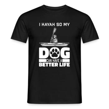 Kayaker dog - Men's T-Shirt - black - Front - AI Model Male 178 light (178cm)