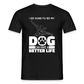 Kung Fu Dog - Men's T-Shirt - black - Front - AI Model Male 178 light (178cm)