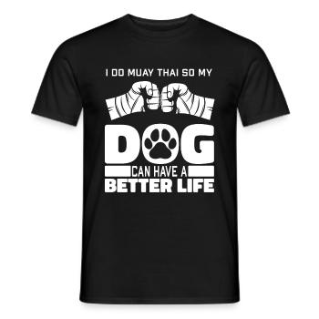 Muay Thai Chien de boxe thaïlandais - T-shirt homme - noir - Devant - AI Model Male 178 light (178cm)