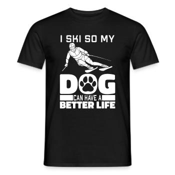 Skiing Apres Ski Dog - Men's T-Shirt - black - Front - AI Model Male 178 light (178cm)