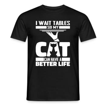 Serveur Serveuse Cat - T-shirt homme - noir - Devant - AI Model Male 178 light (178cm)
