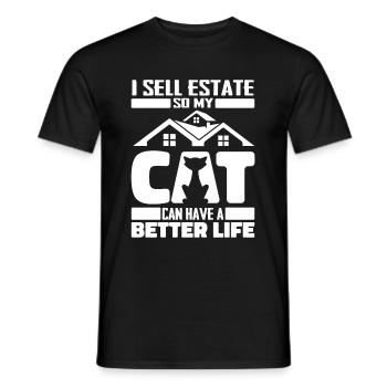 Real Estate Agent Cat - Men's T-Shirt - black - Front - AI Model Male 178 light (178cm)