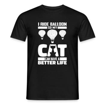 Heißluftballon Ballonfahren Katze - Männer T-Shirt - Schwarz - Vorne - AI Model Male 178 light (178cm)