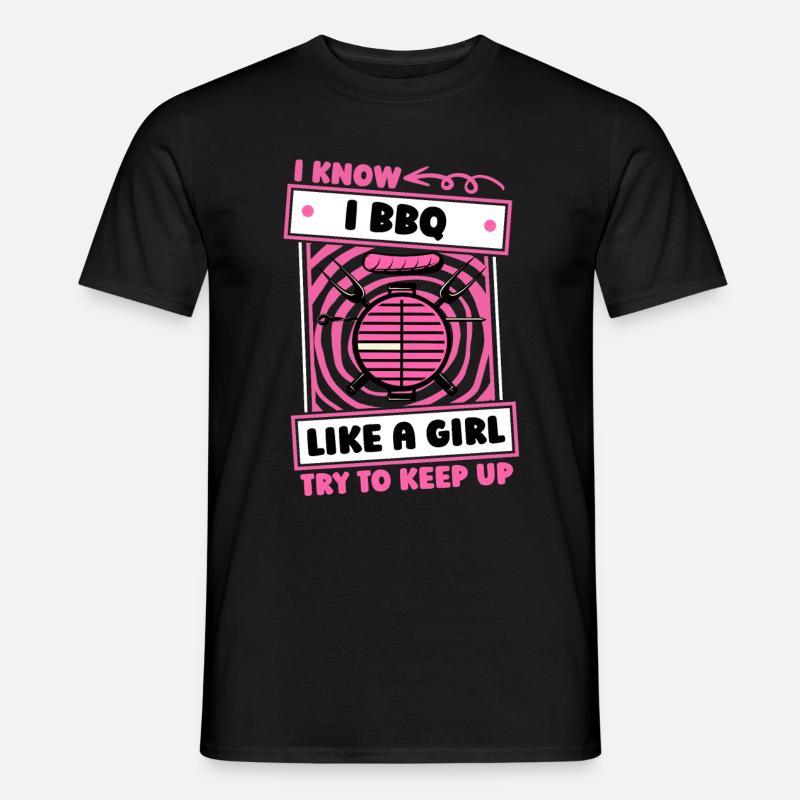 Bbq Grillen Mädchen - Männer T-Shirt - Schwarz