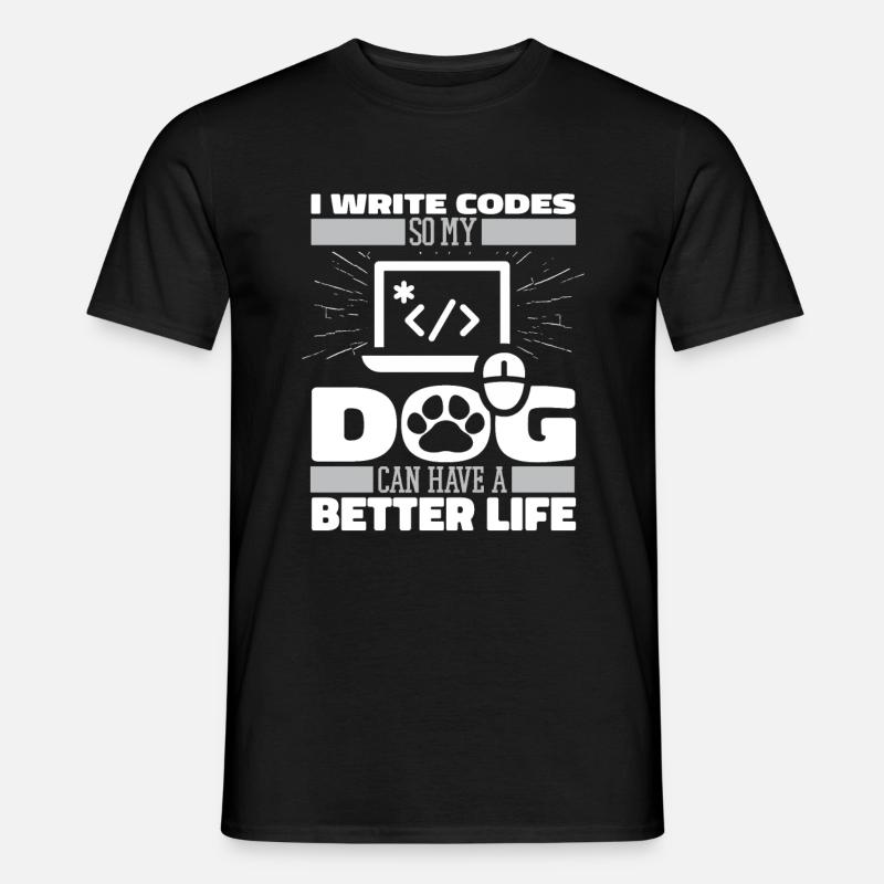 Entwickler Coder Programmierer Hund - Männer T-Shirt - Schwarz