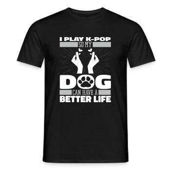 K Pop Kpop Korean Pop Dog - Men's T-Shirt - black - Front - AI Model Male 178 light (178cm)