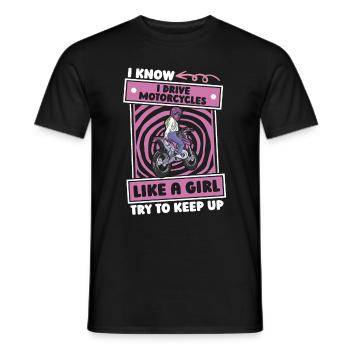 Motorcycle Biker Motorbike Girl - Men's T-Shirt - black - Front - AI Model Male 178 light (178cm)