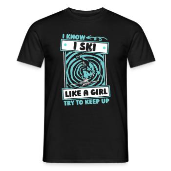 Skiing Après Ski Humor - Men's T-Shirt - black - Front - AI Model Male 178 light (178cm)