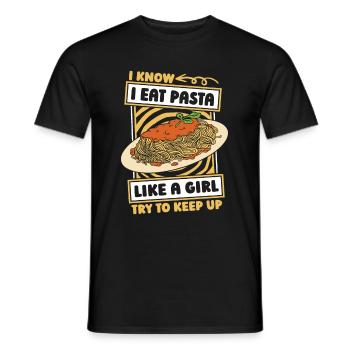 Pasta Mädchen - Männer T-Shirt - Schwarz - Vorne - AI Model Male 178 light (178cm)