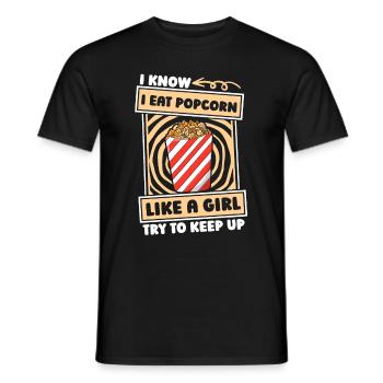 Popcorn Fille - T-shirt homme - noir - Devant - AI Model Male 178 light (178cm)