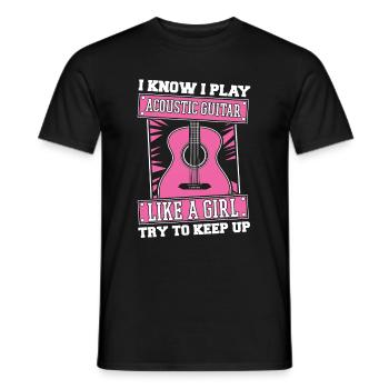 Akustikgitarre Mädchen - Männer T-Shirt - Schwarz - Vorne - AI Model Male 178 light (178cm)