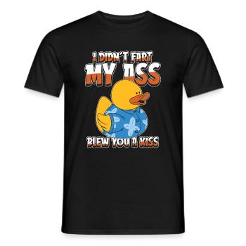 Duck Humor I Didn't Fart My Butt Blew You A Kiss - Men's T-Shirt - black - Front - AI Model Male 178 light (178cm)