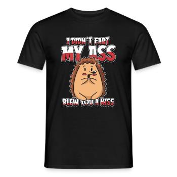 Hedgehog funny I didnt fart my butt blew you a kiss - Men's T-Shirt - black - Front - AI Model Male 178 light (178cm)