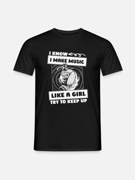 Surfer Surfen Mädchen - Männer T-Shirt - Schwarz