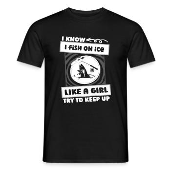 Eisfischen Eisangeln Mädchen - Männer T-Shirt - Schwarz - Vorne - AI Model Male 178 light (178cm)