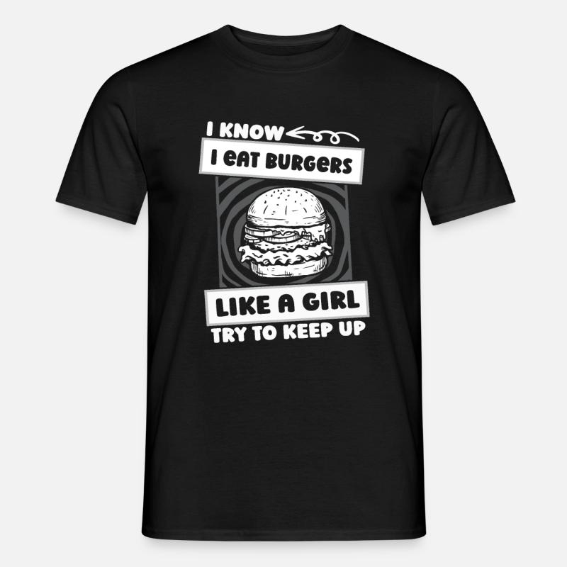 Burger Hamburger Mädchen - Männer T-Shirt - Schwarz