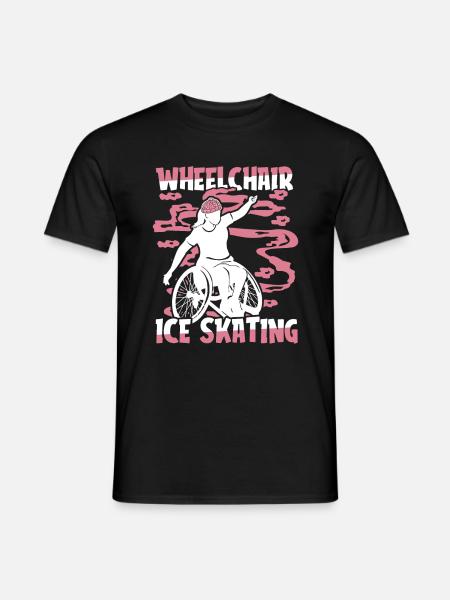 Schlittschuhlaufen Rollstuhl - Männer T-Shirt - Schwarz