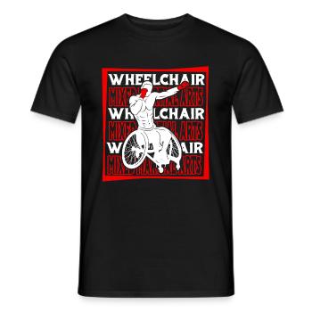 Fauteuil roulant d’arts martiaux mixtes - T-shirt homme - noir - Devant - AI Model Male 178 light (178cm)