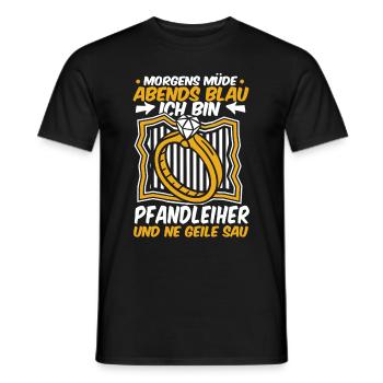 Pfandleiher Morgens Müde Abends Blau - Männer T-Shirt - Schwarz - Vorne - AI Model Male 178 light (178cm)