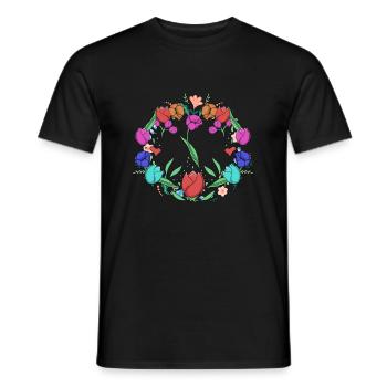 Tulip wreath Tulips - Men's T-Shirt - black - Front - AI Model Male 178 light (178cm)