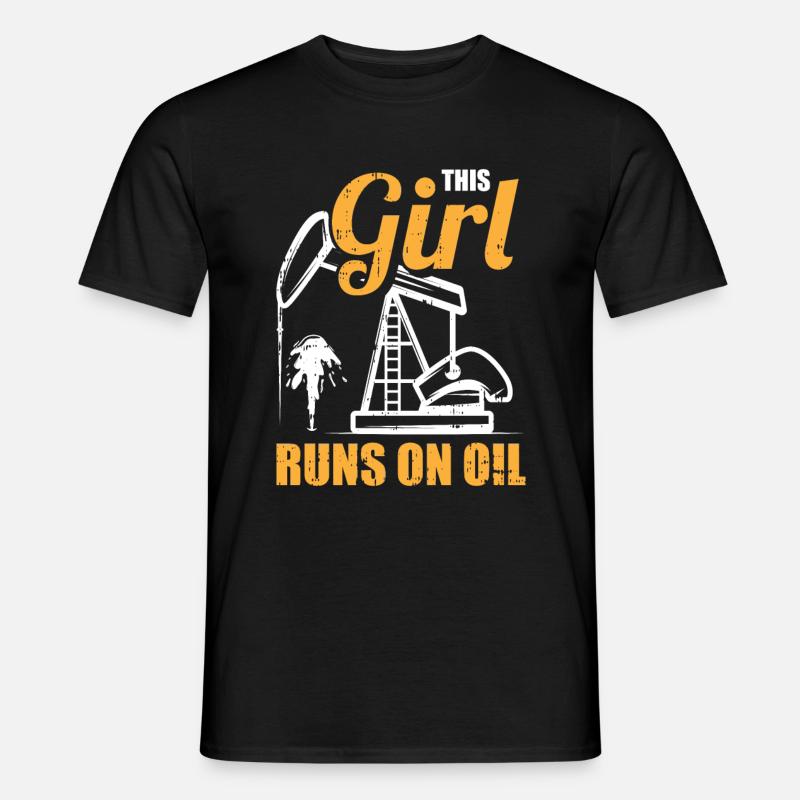 Ölfeld Bohrinsel Mädchen - Männer T-Shirt - Schwarz