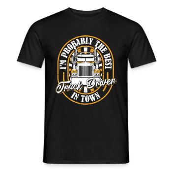 Chauffeur de camion camionneur chauffeur de camion humour - T-shirt homme - noir - Devant - AI Model Male 178 light (178cm)