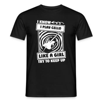 Cello cellist girl - Men's T-Shirt - black - Front - AI Model Male 178 light (178cm)
