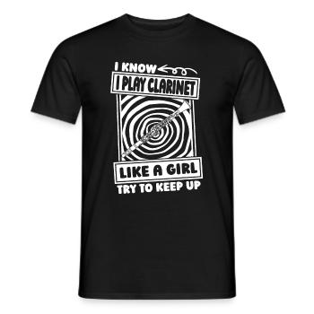 Clarinet Clarinetist Girl - Men's T-Shirt - black - Front - AI Model Male 178 light (178cm)