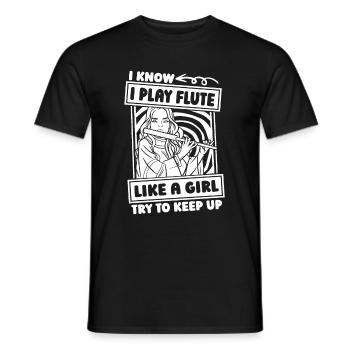 Fille de flûte flûtiste - T-shirt homme - noir - Devant - AI Model Male 178 light (178cm)