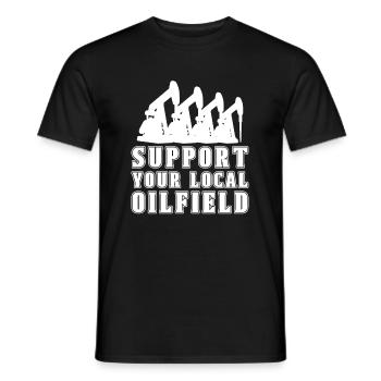 Usine de plates-formes pétrolières de champs pétrolifères - T-shirt homme - noir - Devant - AI Model Male 178 light (178cm)