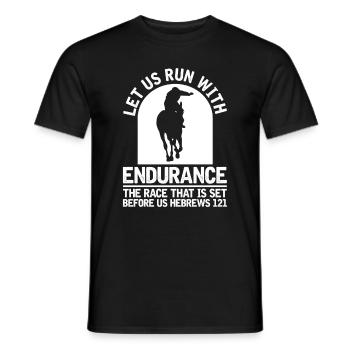Équitation équestre équitation d'endurance chrétienne - T-shirt homme - noir - Devant - AI Model Male 178 light (178cm)