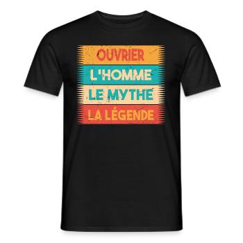 Ouvrier, L'homme, Le mythe, cadeau ouvrier. - T-shirt homme - noir - Devant - AI Model Male 178 light (178cm)