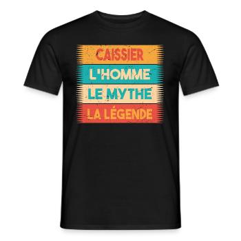 Caissier, L'homme, Le mythe, cadeau caissier. - T-shirt homme - noir - Devant - AI Model Male 178 light (178cm)