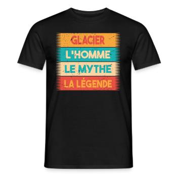 Glacier, L'homme, Le mythe, cadeau glacier. - T-shirt homme - noir - Devant - AI Model Male 178 light (178cm)