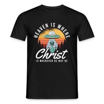 Christ Christianisme OVNI Extraterrestre Jésus - T-shirt homme - noir - Devant - AI Model Male 178 light (178cm)