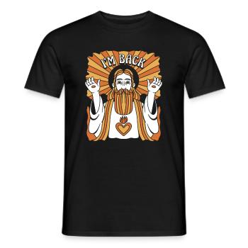 Christ Christianity Funny I'm Back - Men's T-Shirt - black - Front - AI Model Male 178 light (178cm)
