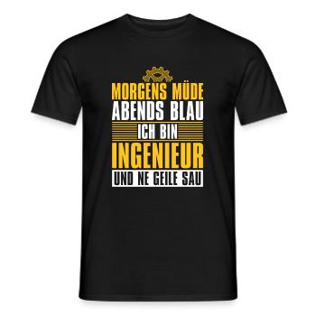 Ingenieur Morgens Müde Abends Blau - Männer T-Shirt - Schwarz - Vorne - AI Model Male 178 light (178cm)