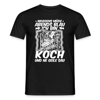 Koch Kochen Morgens Müde Abends Blau - Männer T-Shirt - Schwarz - Vorne - AI Model Male 178 light (178cm)