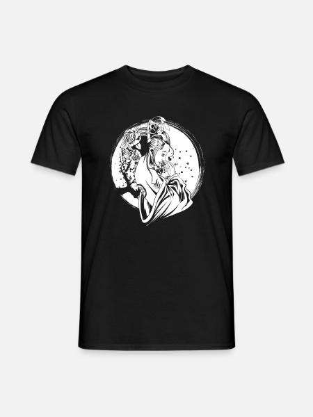 Geisha Blumen - Männer T-Shirt - Schwarz