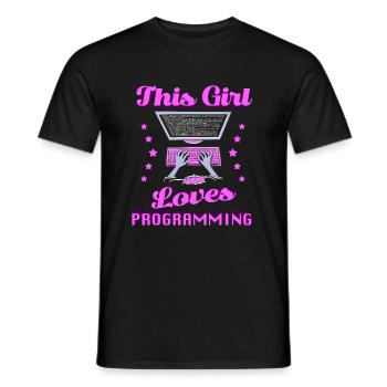 Developer Coder Programmer Girl - Men's T-Shirt - black - Front - AI Model Male 178 light (178cm)