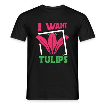 Tulips Cute Tulips - Men's T-Shirt - black - Front - AI Model Male 178 light (178cm)