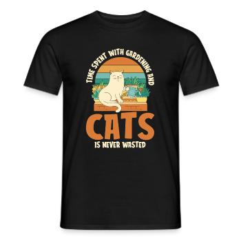 Hobbygärtner Garten Katzenartig Gartenkatze - Männer T-Shirt - Schwarz - Vorne - AI Model Male 178 light (178cm)