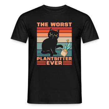 Hobby Gardener Garden Funny Garden Cat - Men's T-Shirt - black - Front - AI Model Male 178 light (178cm)