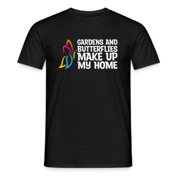 Amateur gardener garden butterflies in the garden - Men's T-Shirt - black - Front - AI Model Male 178 light (178cm)